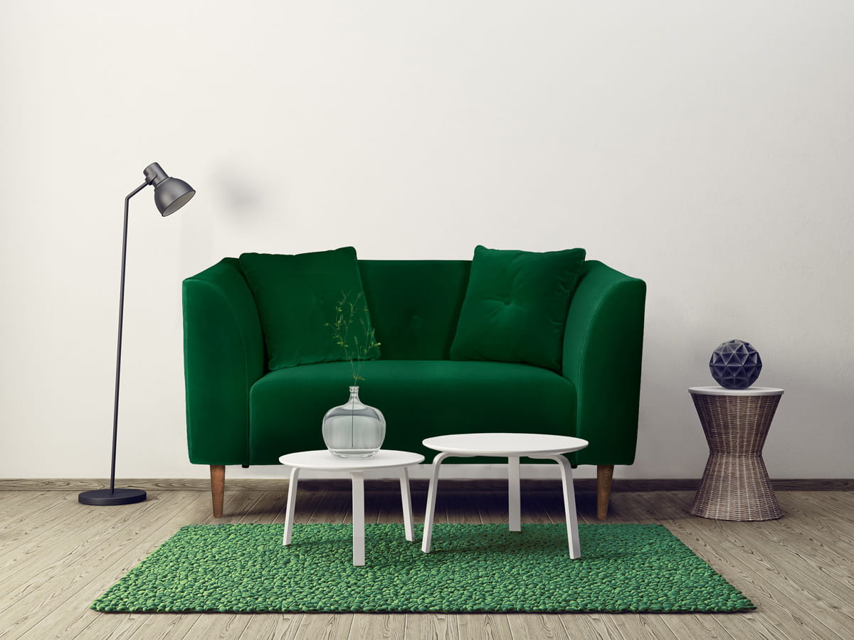 Zielona dwuosobowa sofa